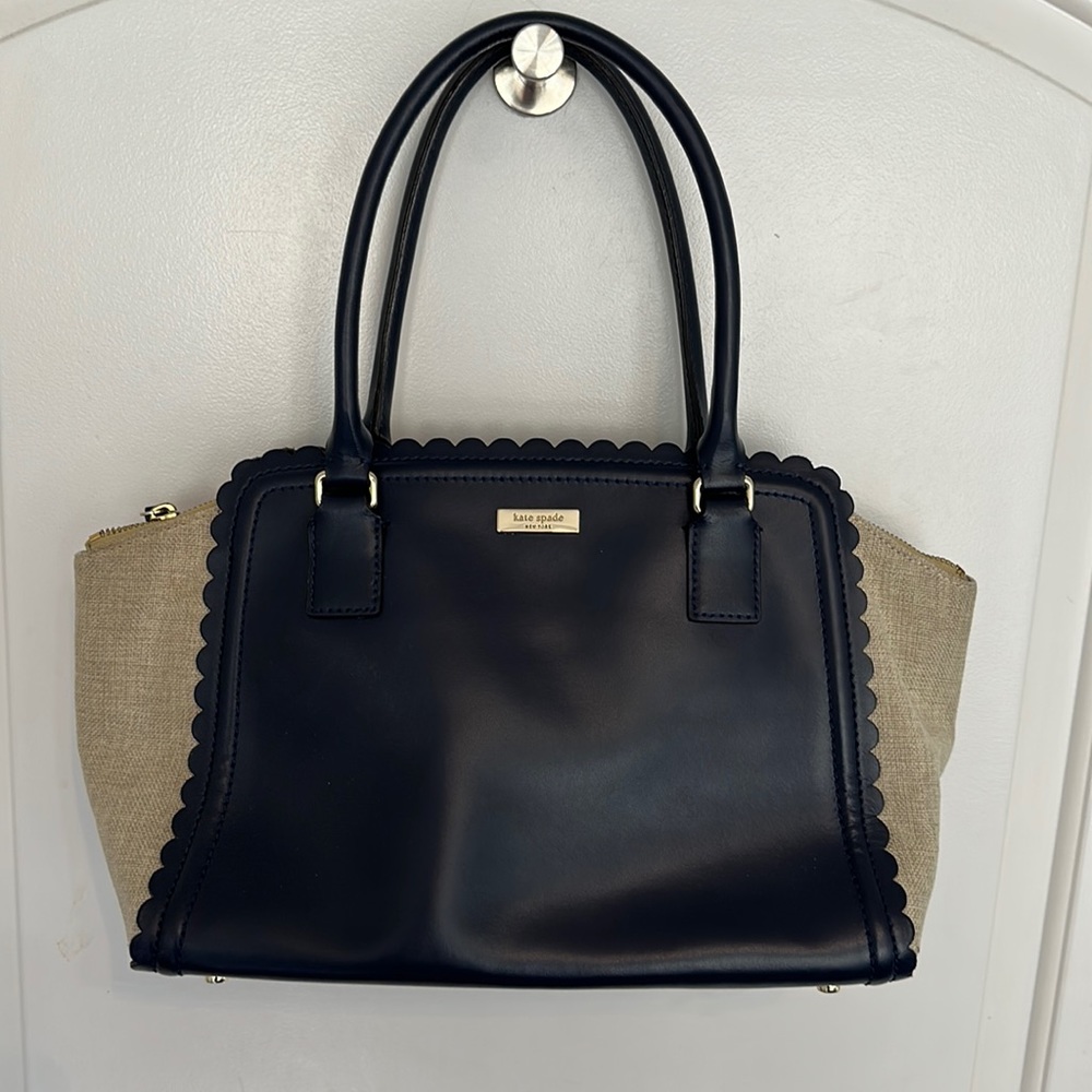 Kate Spade Tote Purse Navy Scalloped Bag